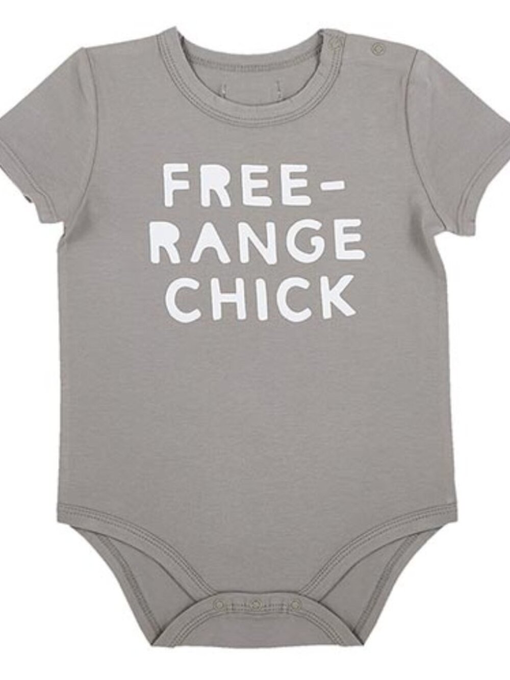 Stephan Baby:Baby Girl Grey 1 Piece Bodysuit "Free Range Chick" Size 6-12 M NEW
